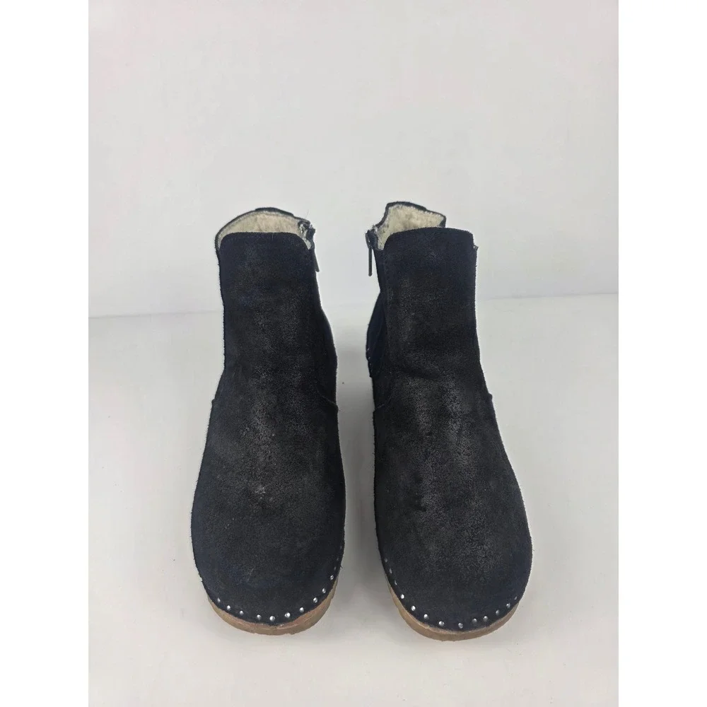 Troentorp Bastad Black Suede Shearling Lined Women's Ankle Boors Size EU 38- US8